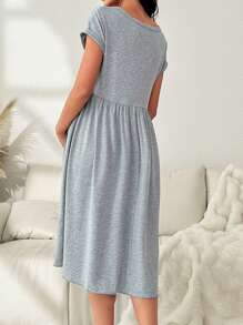 SHEIN Maternity Gray Long Loose Comfortable Home Wear For Mother - Grey - View 2