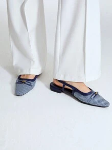 MOTF PREMIUM GIÀY ĐI NGHỈ DẠO CÓ LẦN SLINGBACK, CHO MÙA HÈ GIÁNG SINH THU NĂM MỚI, GIÀY MÙA XUÂN - Màu xanh lam - Xem 10