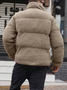 Manfinity Homme Áo khoác nam dáng rộng có đệm túi xéo - màu nâu - Xem 2
