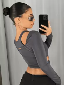 SHEIN ICON T恤 - 灰色 - 查看 3