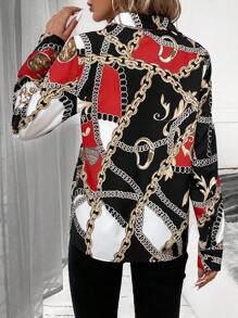 SHEIN Clasi Women's Chain Detail Shirt,Long Sleeve Tops - Multicolor - View 2