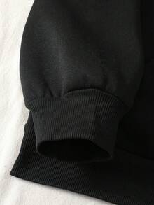 SHEIN EZwear Slogan In Hoodie - màu đen - Xem 4