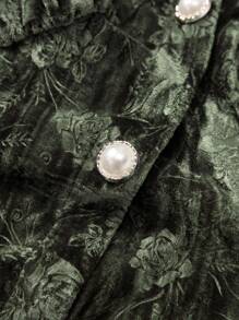 SHEIN Unity 女式花織蕾絲拼接襯衫 - 綠色 - 查看 4