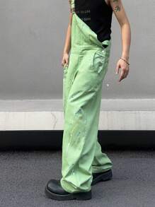 Manfinity EMRG Loose Fit Men's Denim Overalls With Slant Pocket - Mint Green - View 6