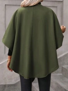 SHEIN Clasi 羊毛裹身斗篷大衣 - 軍綠色 - 查看 2