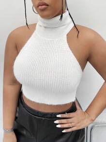 SHEIN ICON Plus Size High Neck Hollow Out Sweater