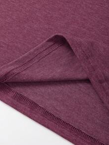 SHEIN EZwear 女士聖誕雪人字母圖案短袖t卹 - 中紫紅色 - 查看 3