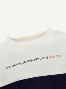 Cozy Pixies Baby Boy Colorblock Slogan Graphic Sweatshirt - Apricot - View 3