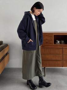 FRIFUL 女式雙拉鍊連帽夾克 - 藍色 - 查看 3