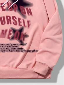 ROMWE MEN Street Life 男款印花粉色連帽衫 - 粉色 - 查看 7