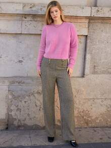 SHEIN Frenchy Solid Fluffy Knit Sweater - Pink - View 3