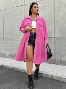 Flirla Hơn Thả vai Chi tiết về Flap áo - Màu Hồng Tươi - Xem 5