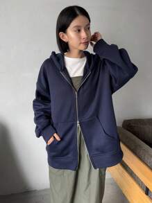 FRIFUL 女式雙拉鍊連帽夾克 - 藍色 - 查看 1