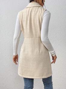 SHEIN Frenchy 女式西装领无袖大衣 - 杏色 - 查看 2