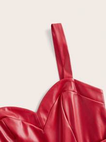 SHEIN DECDS Của phụ nữ Dây đeo Da giả Đuôi cá Đầm - Đỏ - Xem 10