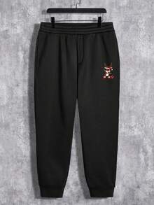 Manfinity Men's Plus Size Christmas Printed Hooded 2pcs/set - Black - View 5