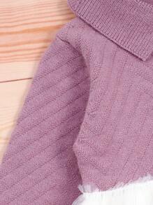Baby Girls' Contrast Mesh Knit Sweater Dress - Purple - View 6
