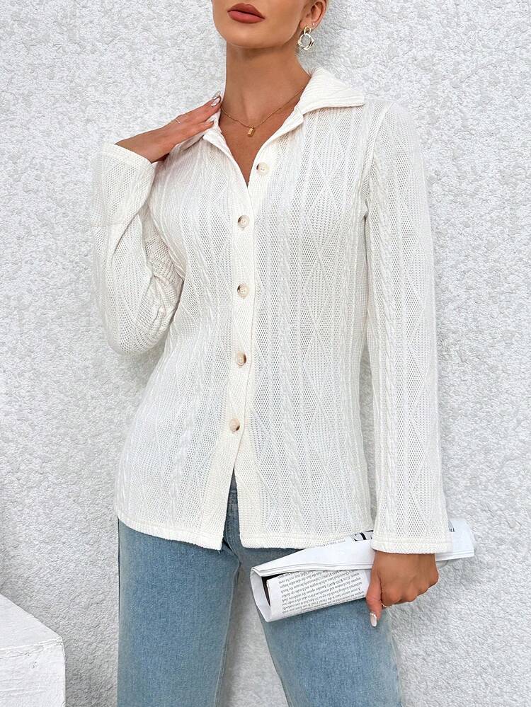 Cable Knitted Jacquard T-shirt