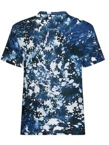 SHEIN LUNE Áo thun in khẩu hiệu Tie Dye Graphic Tee Áo thun in hình phụ nữ - Màu xanh bụi bặm - Xem 2