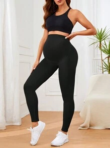 Leggings Sólidos De Cintura Alta De Maternidad