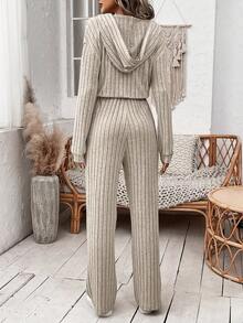 SHEIN Frenchy Mameluco Con Capucha De Un Solo Color - Caqui - Ver 2