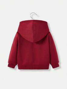 Em bé Con trai Giải trí Đơn giản áo có mũ Tay áo dài Áo & Dài Quần Bộ , Thích hợp Đối với Mùa thu Và Mùa Đông - Màu Đỏ Sâu - Xem 7