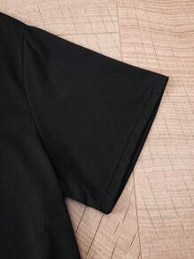 SHEIN Unity Kích thước lớn Ngắn tay Áo thun Với In - màu đen - Xem 4