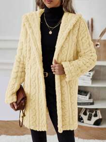 SHEIN LUNE Chaqueta Amarilla Regular Con Capucha Para Mujer - Amarillo - Ver 3