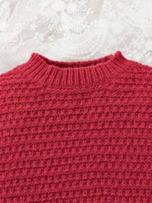 SHEIN 女嬰燈籠袖套頭毛衣 - 紅色 - 查看 4