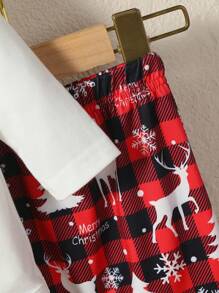 SHEIN Perso Play Tiệc Giáng sinh Vui Trẻ sơ sinh & Bé trai Ông già Noen In Áo liền quần chặt Với Tròn Đường viền cổ áo Và Bông tuyết Quần Dễ thương Giải trí Đối với Mùa Thu Hoặc Mùa Đông - Nhiều màu - Xem 6