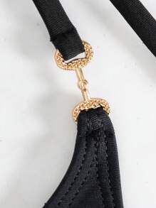 Swim SXY 夏季海滩女士金属扣吊带比基尼套装 - 黑色 - 查看 7