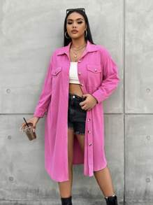 Flirla Hơn Thả vai Chi tiết về Flap áo - Màu Hồng Tươi - Xem 6