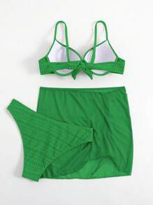 SHEIN Swim Plain Underwire Bikini Set,Summer Beach - Lime Green - View 2