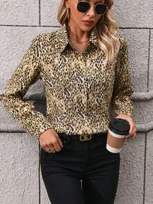 SHEIN LUNE In Toàn bộ Nút phía trước Áo sơ mi - Nhiều màu - Xem 4