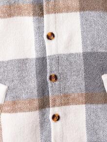 SHEIN Baby Boy Plaid Hooded Coat Without Sweater - Coffee Brown - View 4