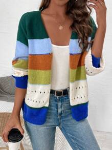 SHEIN LUNE 色塊開衫(開襟款) - 彩色 - 查看 1