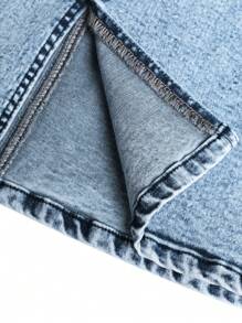 Falda Vaquera De Mujer Con Dobladillo Alto-bajo Y Abertura Lateral