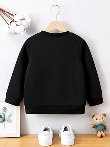 Boys' (little) Pullover Sweatshirt With Text Graphic - Black - View 2