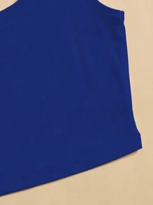 SHEIN Unity Women's Solid Color Cropped Tank Top For Summer - Blue - View 5