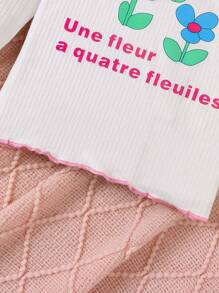 Baby Girls' Stand Collar Flower Pattern Knitted Pullover Sweater - White - View 6