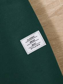 SHEIN 嬰兒男童純色拼接套頭套裝毛衣和褲子兩件套 - 墨綠色 - 查看 4