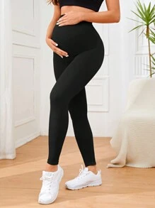 Leggings Sólidos De Cintura Alta De Maternidad