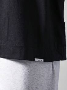 SUMWON Oversized Fit Tee With Front Graphic Print - Black - View 6