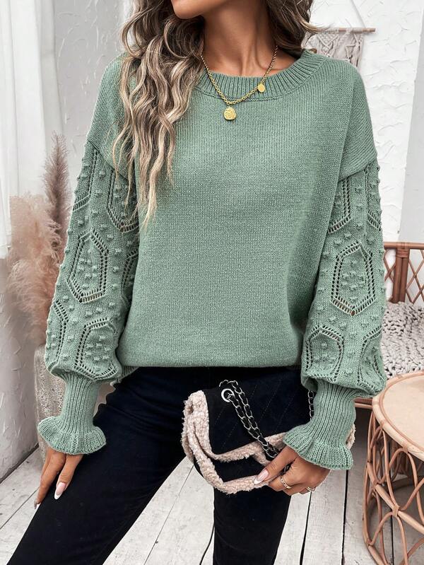 SHEIN Essnce Women's Solid Color Drop Shoulder Sweater