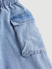 Teenage Girls' Elastic Waist Straight Leg Jeans - Light Wash - View 4