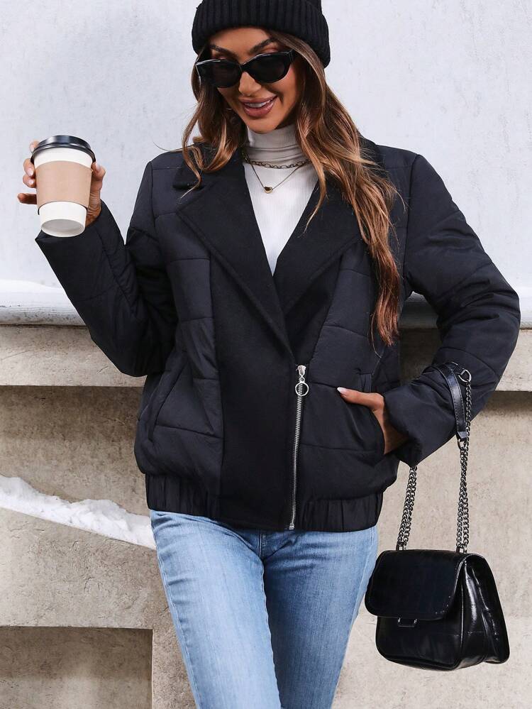 Women's Turn-Down Collar Long Sleeve Padded Padded Coat Clothes Winter Fall Cloth For Women