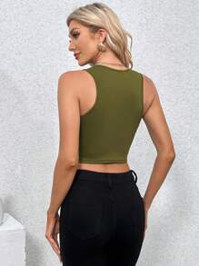 SHEIN Essnce Chaleco Corto De Color Sólido Para Mujer