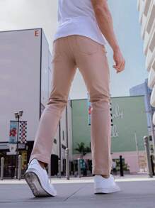 Manfinity Roghcode Men's Straight Leg Jeans With Distressed Holes And Frayed Hem