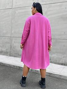 Flirla Hơn Thả vai Chi tiết về Flap áo - Màu Hồng Tươi - Xem 2