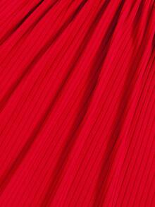 SHEIN Cô gái Đỏ  Chân của tay áo cừu Đầm - Đỏ - Xem 6